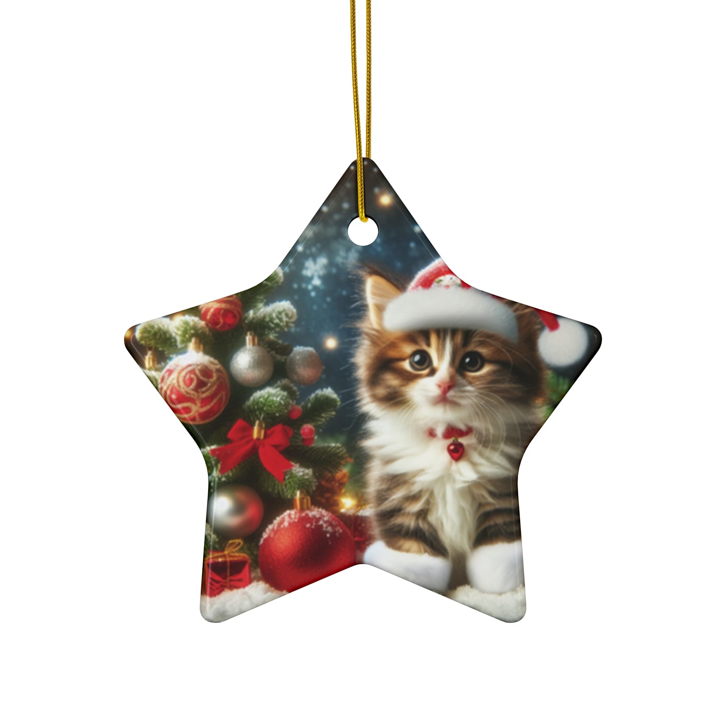 Christmas Cat Ceramic Ornaments