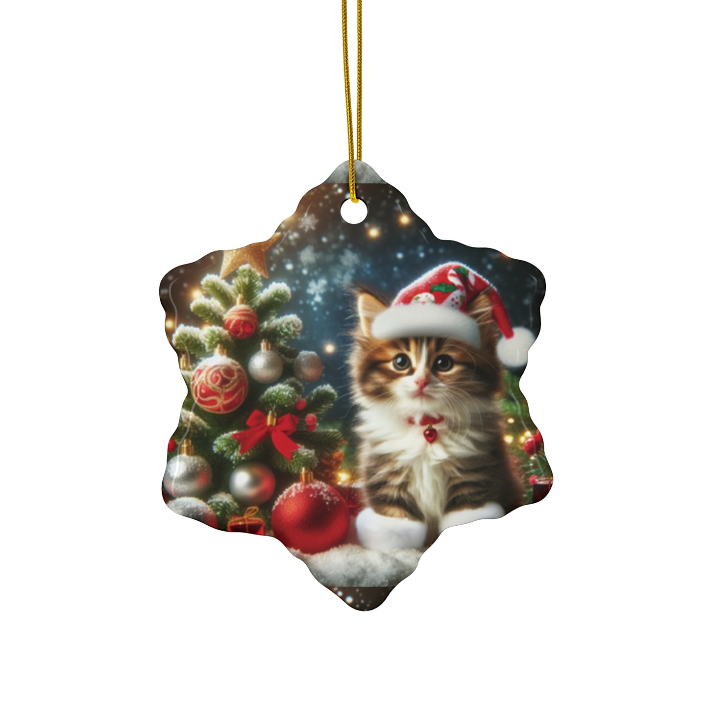 Christmas Cat Ceramic Ornaments