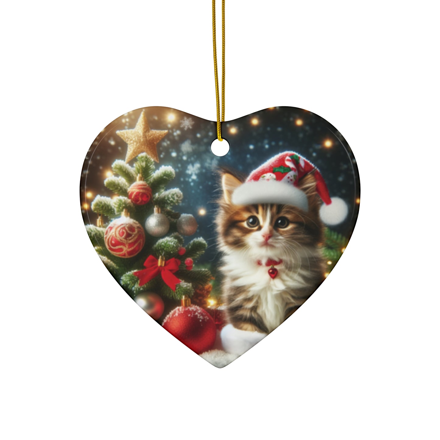 Christmas Cat Ceramic Ornaments