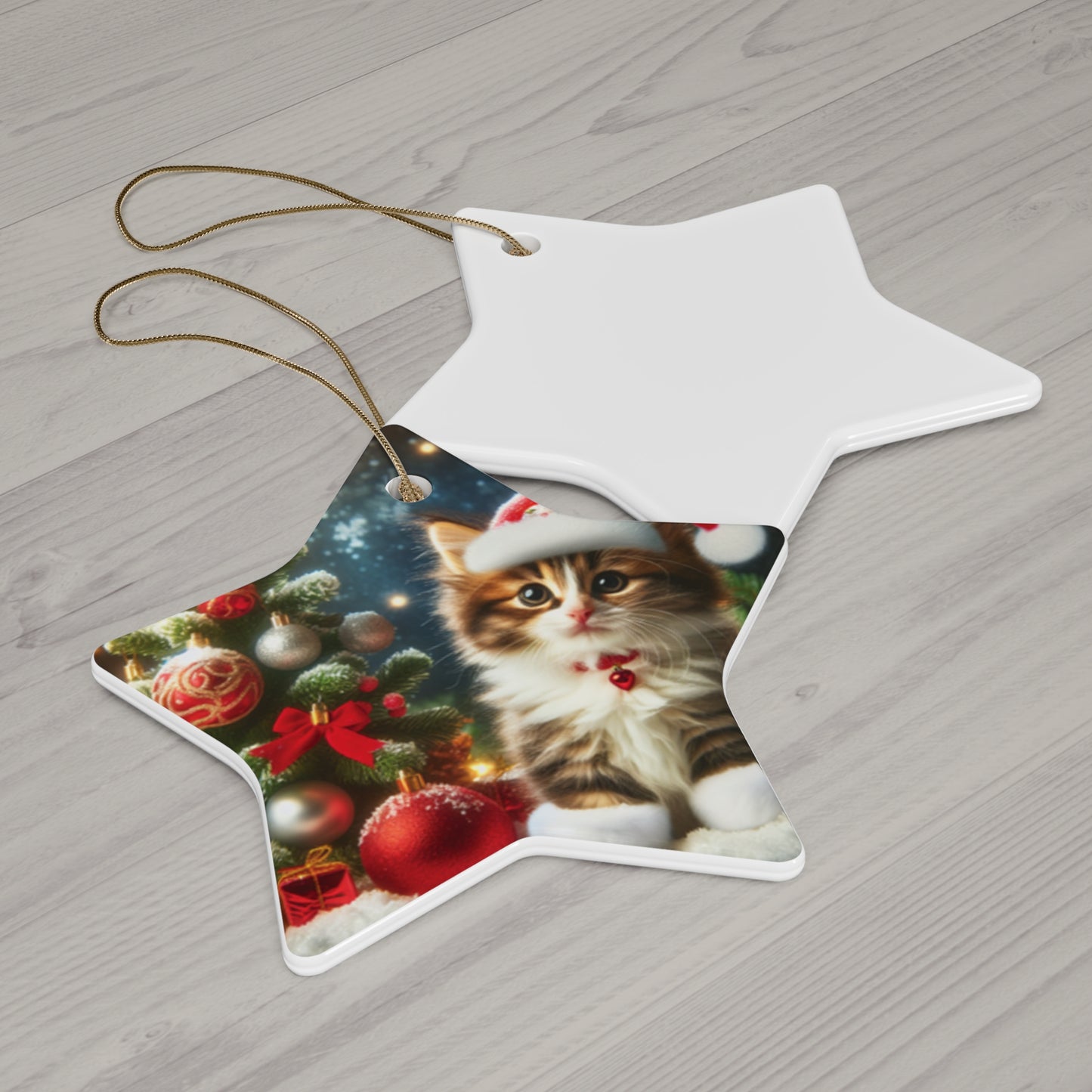 Christmas Cat Ceramic Ornaments