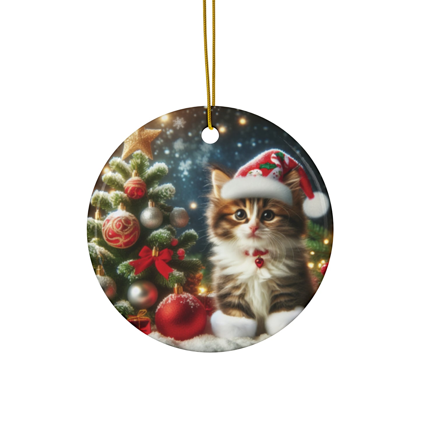 Christmas Cat Ceramic Ornaments