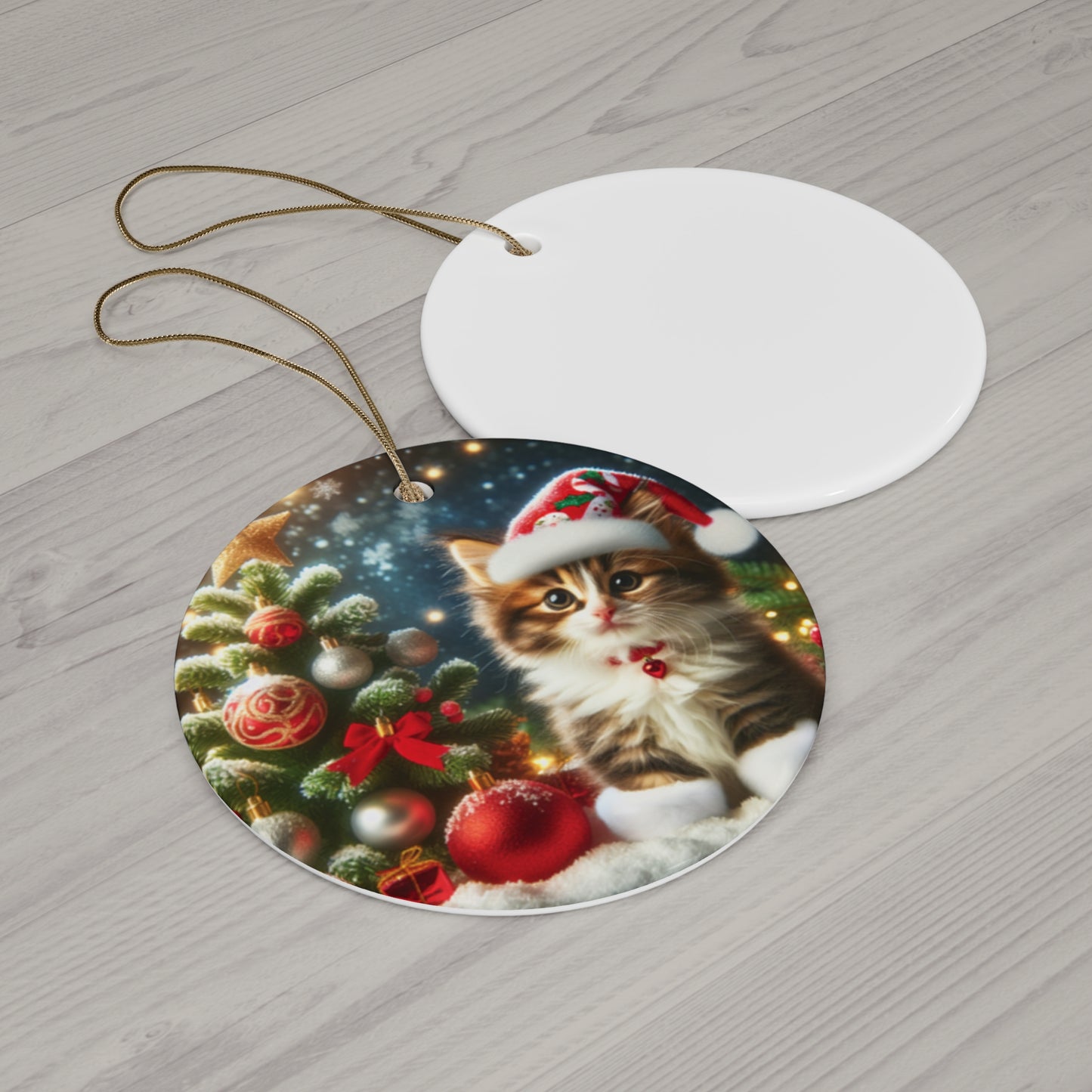 Christmas Cat Ceramic Ornaments